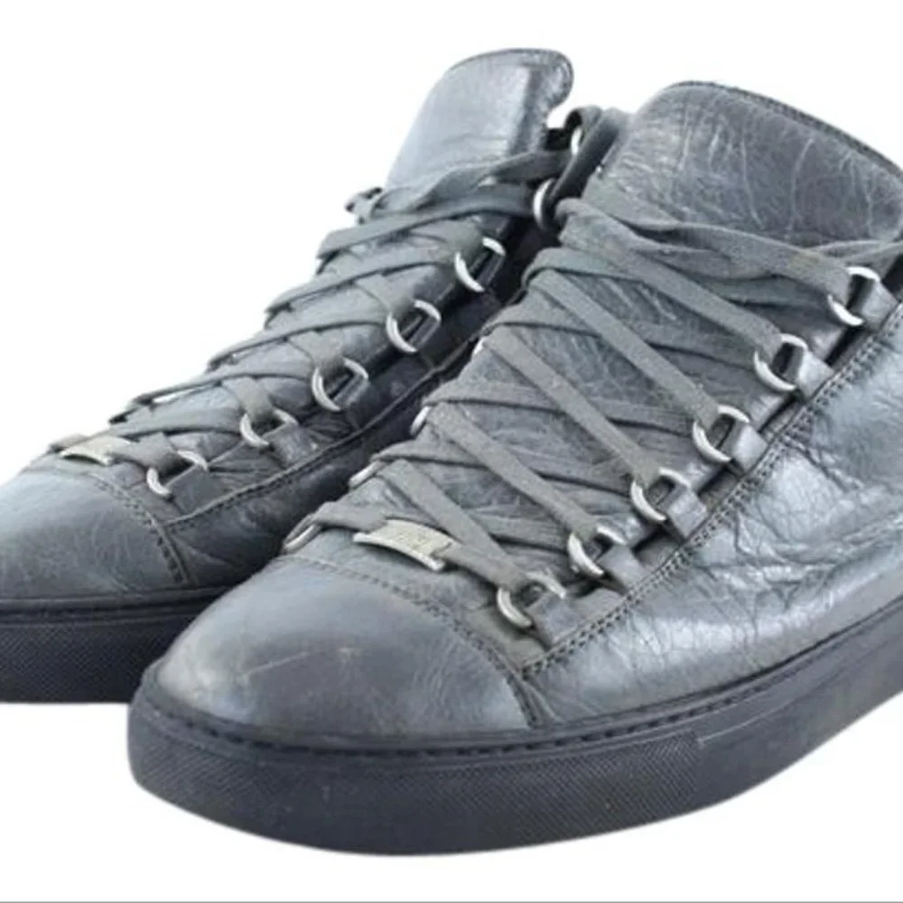 Balenciaga Grey Leather Arena Sneaker Mens 43